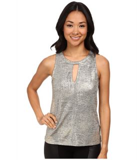 DKNYC Shimmer Foiled Texture Jersey Keyhole Front Top