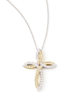 Frederic Sage Valencia 18k White & Yellow Gold Diamond Cross Necklace