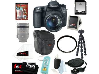Canon EOS 70D DSLR Camera with 18 55mm STM Lens & Canon 55 250mm IS Lens with 32GB Deluxe Accessory Package