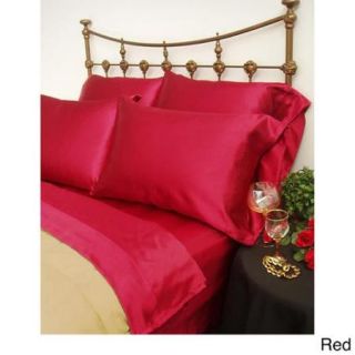 Charmeuse II Satin Queen size Sheet Set with Bonus Pillowcases Red