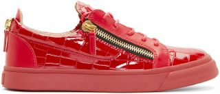 Giuseppe Zanotti: Red Croc Embossed London Sneakers
