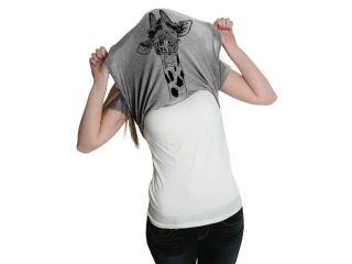 Women's Ask Me About My Giraffe T Shirt Funny Costume Flip Up Shirt  M