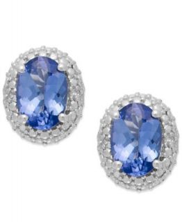 Sterling Silver Earrings, Tanzanite (1 ct. t.w.) and Diamond (1/10 ct