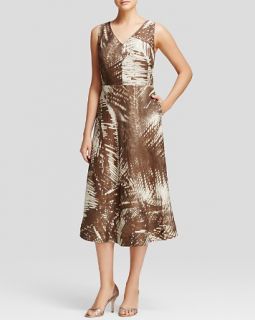 Lafayette 148 New York Clover Palm Print Midi Dress