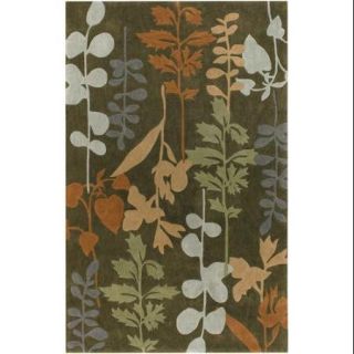9' x 13' Botanical Caper Green and Mossy Gold Hand Tufted Area Throw Rug