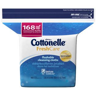 Cottonelle Fresh Care Refill Flushable Cleansing Cloths 168 CT ZIP PAK