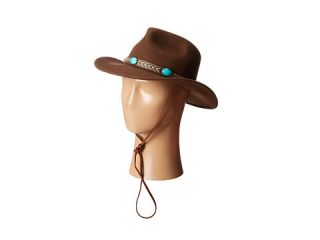 San Diego Hat Company WFH7928 3 Brim Felt Cowboy w/ Faux Leather Band & Turquoise Stones