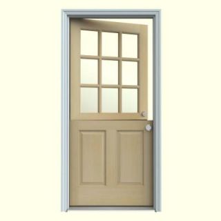 JELD WEN 36 in. x 80 in. 9 Lite Unfinished Dutch Hemlock Wood Prehung Front Door with Brickmould O11119