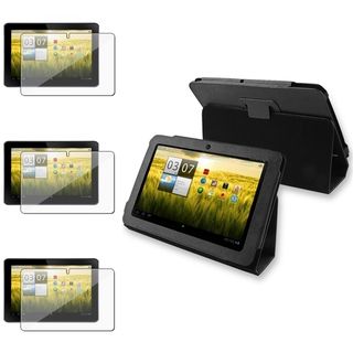 BasAcc Black Leather Case/ Screen Protector for Acer Iconia Tab A200
