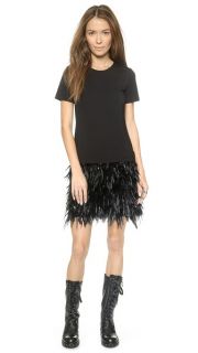 DKNY Short Sleeve Feather Dress