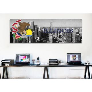 iCanvas Illinois Flag, Chicago Skyline Panoramic Graphic Art on Canvas