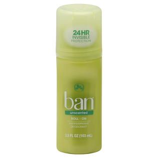 Ban  Antiperspirant Deodorant, Roll On, Unscented, 3.5 fl oz (103 ml)