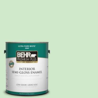 BEHR Premium Plus 1 gal. #440A 3 Mint Frappe Zero VOC Semi Gloss Enamel Interior Paint 305001