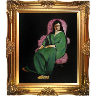 Henri Matisse Lorette in a Green Robe against a Black Background