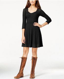 American Rag Lace Three Quarter Sleeve Fit and Flare Dress, Only at
