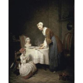 Grace before a Meal , Le Benedictine (Saying Grace) , Jean Sim&#xFFFD;on Chardin (1699 1779 French), Musee du Louvre, Paris Poster Print (18 x 24)