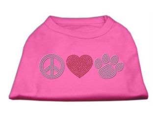 Mirage Pet Products 52 63 XSBPK Peace Love and Paw Rhinestone Shirt Bright Pink XS   8