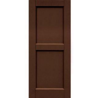 Winworks Wood Composite 15 in. x 36 in. Contemporary Flat Panel Shutters Pair #635 Federal Brown 61536635