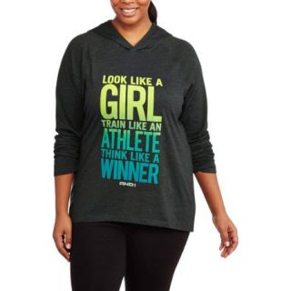 AND1 Women's Plus Size Look Like A Girl Long Sleeve Hood