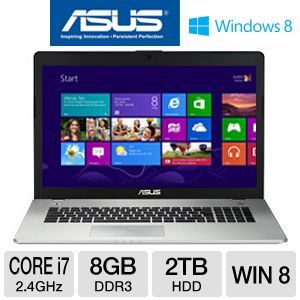 ASUS N76VJ DH71 Laptop Computer   3rd generation Intel Core i7 3630QM 2.4GHz, 8GB DDR3, 2TB HDD, Blu ray Player/DVDRW, 2GB NVIDIA GeForce GT 635M, 17.3 Display, Windows 8 64 bit