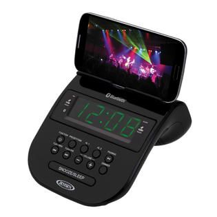 Jensen Bluetooth Clock Radio with Cellphone Holder   Black   TVs