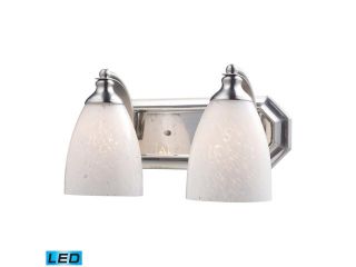 Elk Lighting 2 Light Vanity in Satin Nickel and Snow White Glass   570 2N SW LED