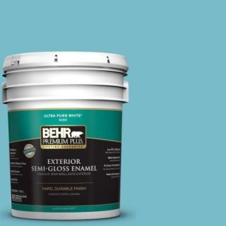 BEHR Premium Plus 5 gal. #M470 4 Azure Lake Semi Gloss Enamel Exterior Paint 540005
