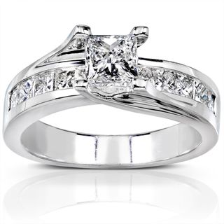 Annello 18k White Gold 1 1/2ct TDW Certified Diamond Engagement Ring