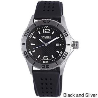 Haurex Italy Men's Factor Unidirectional Bezel Date Watch Black and silver