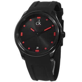 Calvin Klein Mens Visible Black/ Red Swiss Quartz Watch   15251549