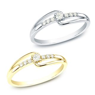 Auriya 10k White or Yellow Gold 1/10ct TDW Round Diamond Promise Ring