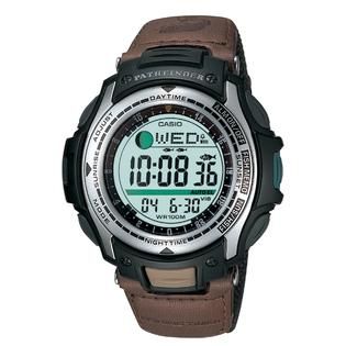 Casio Mens Calendar Day/Date Fishing Timer Watch w/Round Green Dial