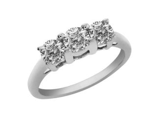 Stunning 0.94 CT Round 3 Stones White Diamond with 10K White Gold Ring Size 5 9