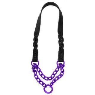 Platinum Pets 15 in. Braided Black Leather Martingale in Purple BLM15PUR