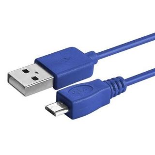 Insten 3' Blue Micro USB Data Sync Charge Cable Universal For Android Smartphones Cell Phones Tablets + Fishbone Wrap