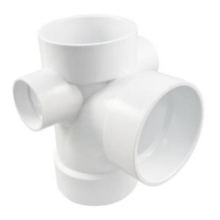 4 in. x 4 in. x 4 in. x 2 in. x 2 in. PVC DWV All Hub Sanitary Tee with Right and Left Inlets C4870HD44422