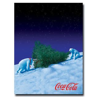 Coca Cola  18x24 inches Polar Bears with Christmas Tree