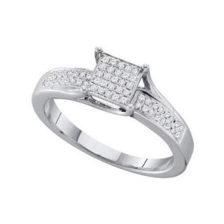 Sterling Silver 0.15ctw Elegant Micro Pave Diamond Square Anniversary Ring