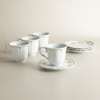 Downton Abbey Teacups and Saucers, Set of 4