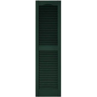 Builders Edge 15 in. x 55 in. Louvered Vinyl Exterior Shutters Pair in #122 Midnight Green 010140055122