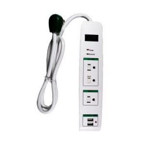 Power By Go Green 3 Outlets Surge Protector w/ 2 USB Ports GG 13103USB