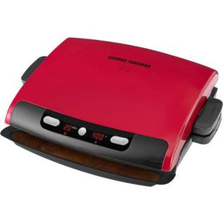 George Foreman 6 Serving Digital Timer & Temp Removable Plate Grill, Red