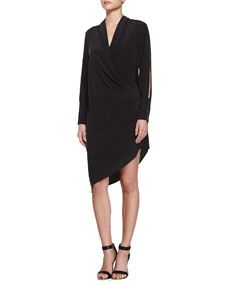 Haute Hippie Sand Washed Cutout Sleeve Wrap Dress, Black