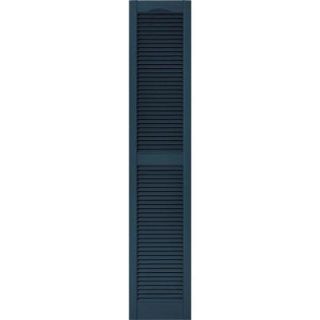Builders Edge 15 in. x 75 in. Louvered Vinyl Exterior Shutters Pair #036 Classic Blue 010140075036