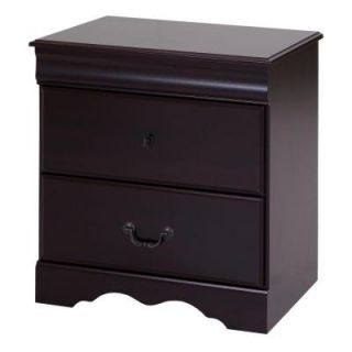 South Shore Furniture Vintage 2 Drawer Laminated Particleboard Nightstand in Dark Mahogany 9033060