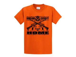 Homeland Security Begins at Home Adult T Shirt tan xxl