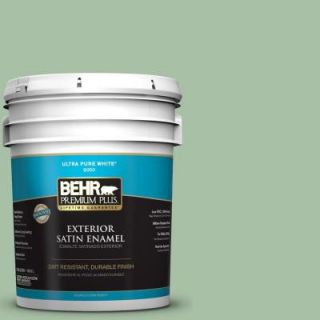 BEHR Premium Plus 5 gal. #S400 4 Azalea Leaf Satin Enamel Exterior Paint 940005