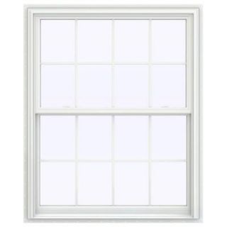 JELD WEN 43.5 in. x 47.5 in. V 2500 Series Double Hung Vinyl Window with Grids   White THDJW144401043