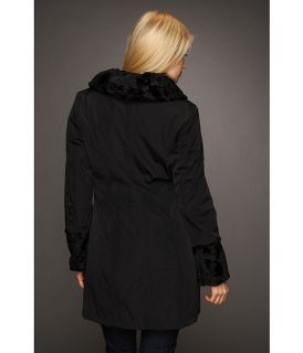 hilary radley studio reversible to faux fur storm single breasted coat black