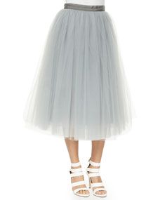 Elizabeth and James Everleigh Tulle Circle Skirt, Pale Gray